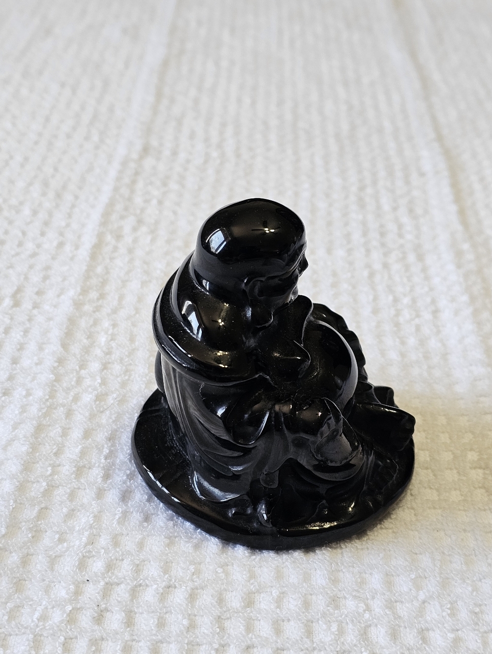 Black Obsidian Laughing Buddha Statue - Picture 4 of 8
